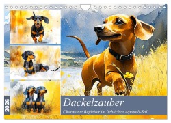 Cover-Bild zum Titel 'Dackelzauber. Charmante Begleiter im lieblichen Aquarell-Stil (Wandkalender 2026 DIN A4 quer), CALVENDO Monatskalender' von 'Rose Hurley'