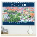 München - Bayerns Landeshauptstadt in Aquarellfarben (hochwertiger Premium Wandkalender 2024 DIN A2 quer), Kunstdruck in Hochglanz - Anja Frost