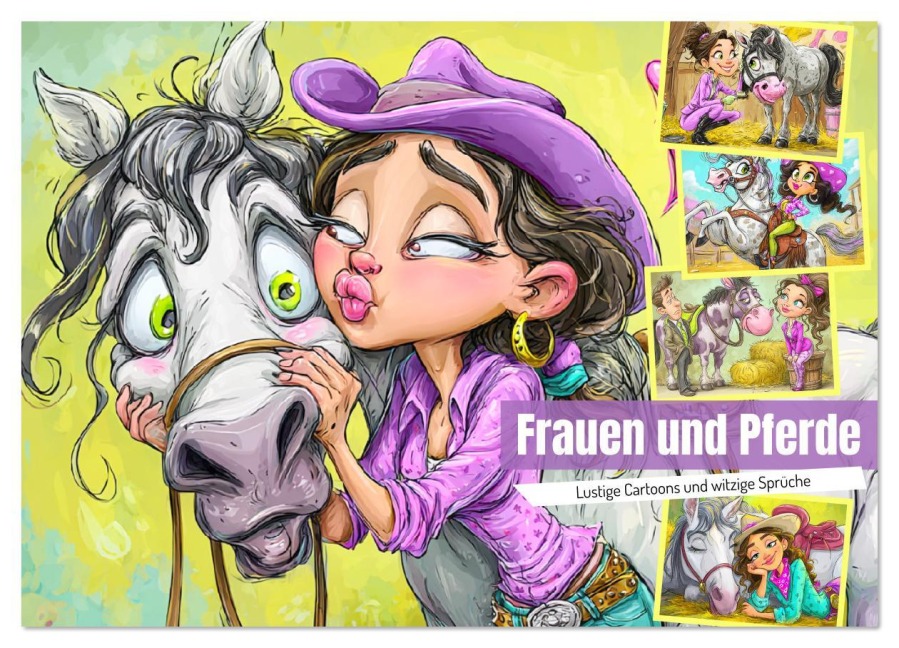 Frauen und Pferde. Lustige Cartoons und witzige Sprüche (Wandkalender 2026 DIN A2 quer), CALVENDO Monatskalender - Rose Hurley