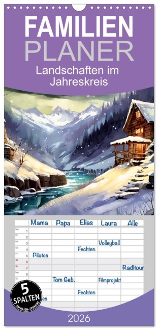 Familienplaner 2026 - Landschaften im Jahreskreis mit 5 Spalten (Wandkalender, 21 x 45 cm) CALVENDO - Werner Braun