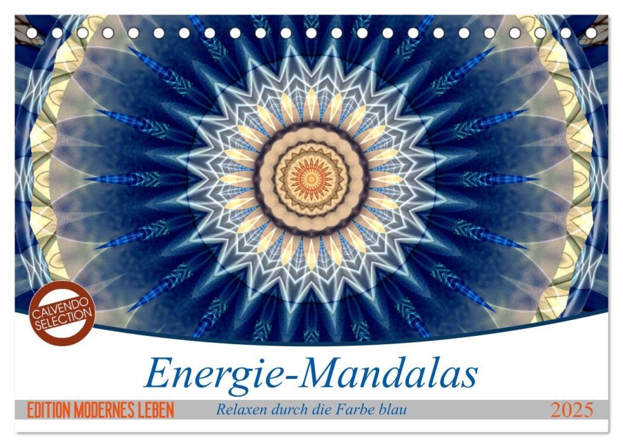 Energie-Mandalas in blau (Tischkalender 2025 DIN A5 quer), CALVENDO Monatskalender - Christine Bässler