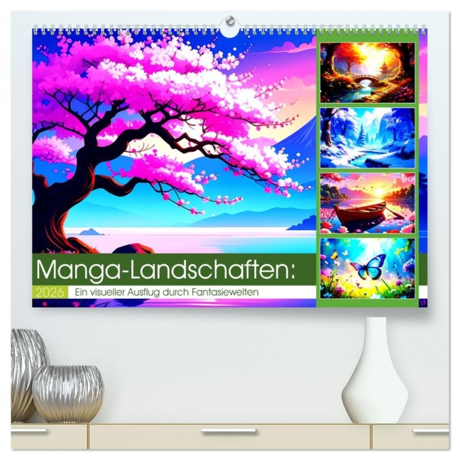 Manga-Landschaften: Ein visueller Ausflug durch Fantasiewelten (hochwertiger Premium Wandkalender 2026 DIN A2 quer), Kunstdruck in Hochglanz - Ivy Mueller