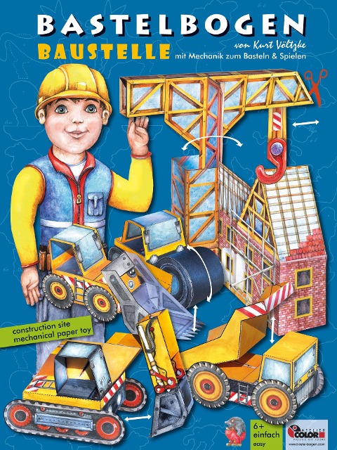 Baustelle Bastelbogen Baufahrzeuge basteln Ausschneidebogen - 