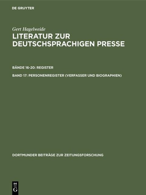 Personenregister (Verfasser und Biographien ) - Gert Hagelweide