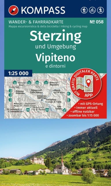 KOMPASS Wanderkarte 058 Sterzing und Umgebung / Vipiteno e dintorni 1:25.000 - 