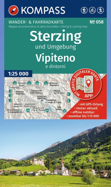 KOMPASS Wanderkarte 058 Sterzing und Umgebung / Vipiteno e dintorni 1:25.000 - 
