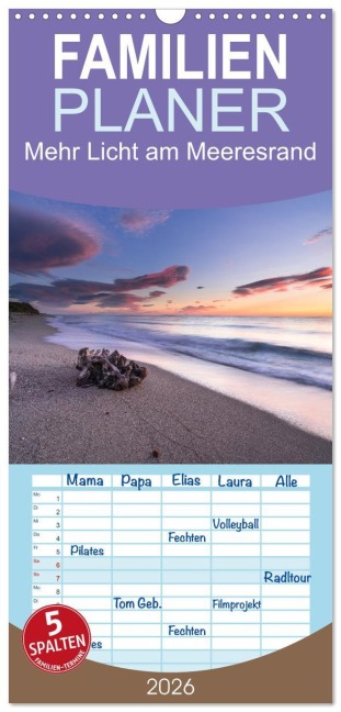 Familienplaner 2026 - Mehr Licht am Meeresrand mit 5 Spalten (Wandkalender, 21 x 45 cm) CALVENDO - Franz Forstner