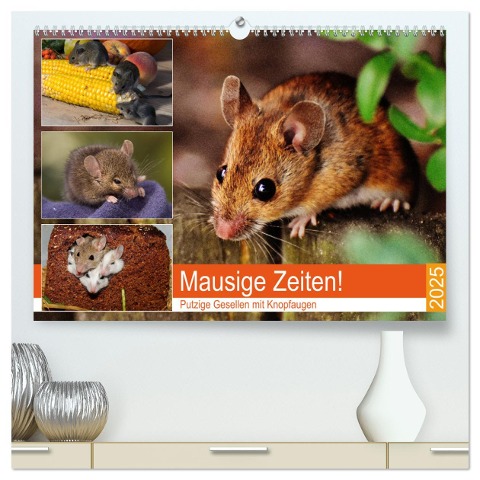 Mausige Zeiten! Putzige Gesellen mit Knopfaugen (hochwertiger Premium Wandkalender 2025 DIN A2 quer), Kunstdruck in Hochglanz - Rose Hurley