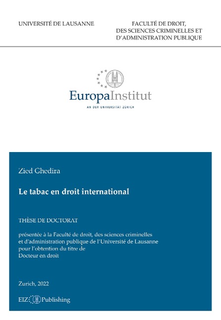 Le tabac en droit international - Zied Ghedira
