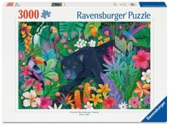 Cover-Bild zum Titel 'Erwachsenenpuzzle 3000 Teile - Panther im blühenden Dschungel' von ''