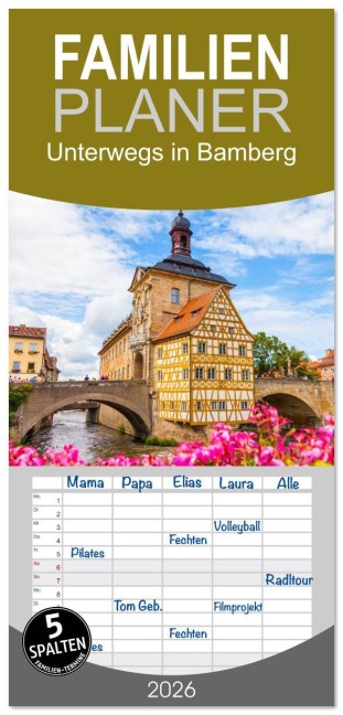 Familienplaner 2026 - Unterwegs in Bamberg mit 5 Spalten (Wandkalender, 21 x 45 cm) CALVENDO - Jan Schuler