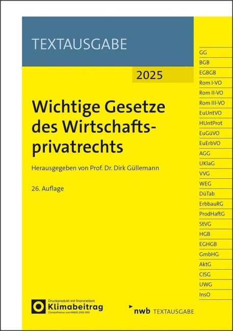 Wichtige Gesetze des Wirtschaftsprivatrechts - 