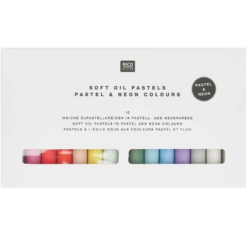 Ölpastellkreide Pastell- & Neonfarben, 12 Farben - 