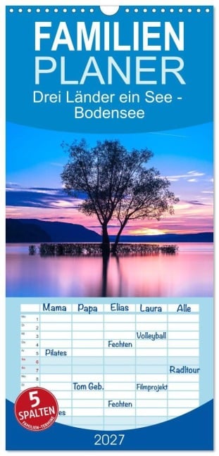 Familienplaner 2027 - Drei Länder ein See - Bodensee mit 5 Spalten (Wandkalender, 21 x 45 cm) CALVENDO - Giuseppe Di Domenico
