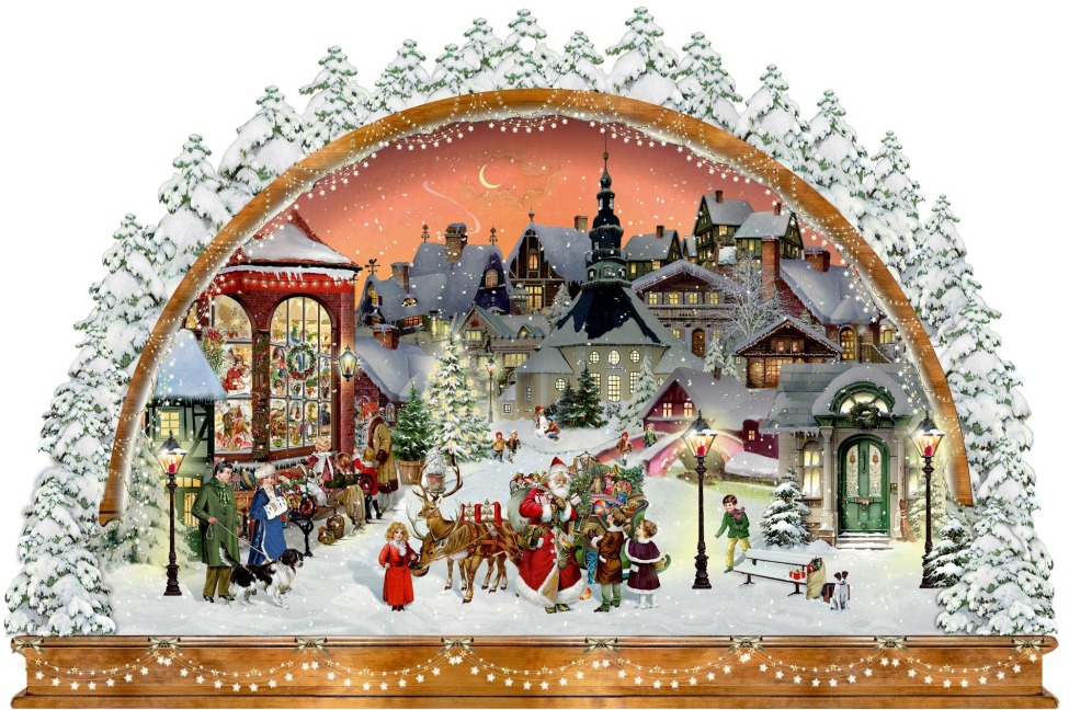 A3-Wand-Adventskalender - Nostalgischer Lichterbogen - 