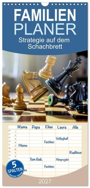 Familienplaner 2027 - Strategie auf dem Schachbrett mit 5 Spalten (Wandkalender, 21 x 45 cm) CALVENDO - Torsten Irmer