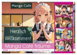 Cover-Bild zum Titel 'Manga Café Träume - Kawaii Anime-Kalender voller süßer Momente (Wandkalender 2026 DIN A2 quer), CALVENDO Monatskalender' von 'Mb Fotografie'