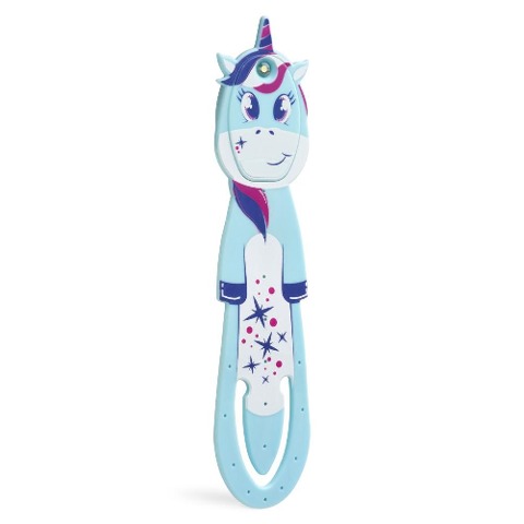 Flexilight Pals Leselicht (Einhorn) - blau - 2 in 1 Leselampe & Lesezeichen - LED Leselicht - Geschenk für Leser, Buchliebhaber - Deutsche Ausgabe - 