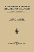 Cover-Bild zum Titel 'Untersuchungen zum Problem des Fehlerhaften Staatsakts' von 'Ernst Von Hippel'