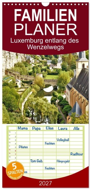Familienplaner 2027 - Luxemburg entlang des Wenzelwegs mit 5 Spalten (Wandkalender, 21 x 45 cm) CALVENDO - Ph