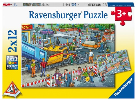 Ravensburger Kinderpuzzle - Straßenbaustelle - 2x12 Teile Puzzle für Kinder ab 3 Jahren - 