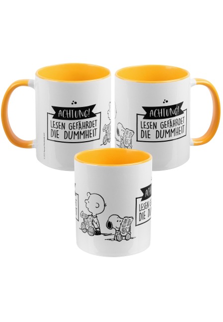 mug - Lesen gefährdet -inner yellow - 