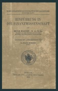 Cover-Bild zum Titel 'Einführung in die Finanzwissenschaft' von 'Hugh Dalton, Hans Neisser'