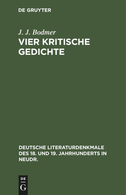 Vier kritische Gedichte - J. J. Bodmer