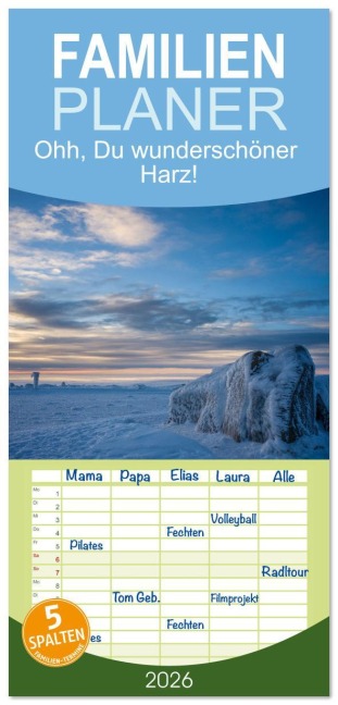 Familienplaner 2026 - Ohh, Du wunderschöner Harz! mit 5 Spalten (Wandkalender, 21 x 45 cm) CALVENDO - Thomas Bugdoll