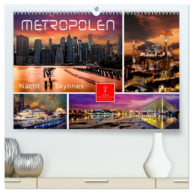 Metropolen - Nacht Skylines (hochwertiger Premium Wandkalender 2026 DIN A2 quer), Kunstdruck in Hochglanz - Peter Roder