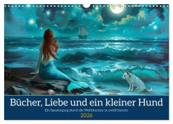 Cover-Bild zum Titel 'Bücher, Liebe und ein kleiner Hund (Wandkalender 2026 DIN A3 quer), CALVENDO Monatskalender' von 'Daniela Tapper'