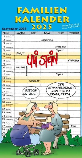 Uli Stein Familienkalender 2025: Familienplaner mit 5 Spalten - Uli Stein