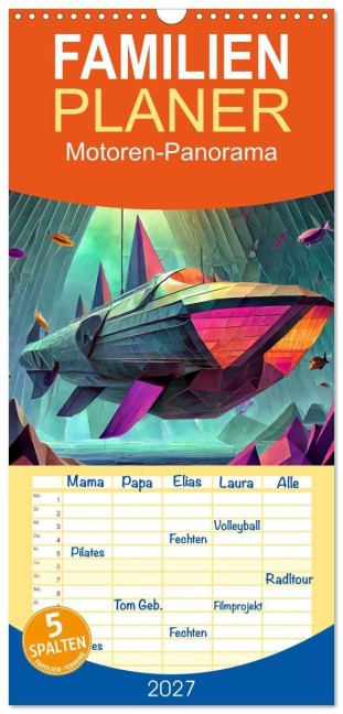 Familienplaner 2027 - Motoren-Panorama mit 5 Spalten (Wandkalender, 21 x 45 cm) CALVENDO - Werner Braun