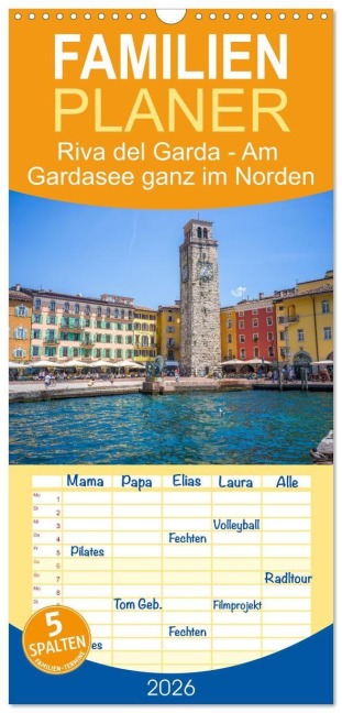 Familienplaner 2026 - Riva del Garda - Am Gardasee ganz im Norden mit 5 Spalten (Wandkalender, 21 x 45 cm) CALVENDO - Thomas Bugdoll
