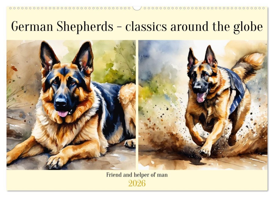 German Shepherds - classics around the globe (Wall Calendar 2026 DIN A2 landscape), CALVENDO 12 Month Wall Calendar - Claudia Kleemann