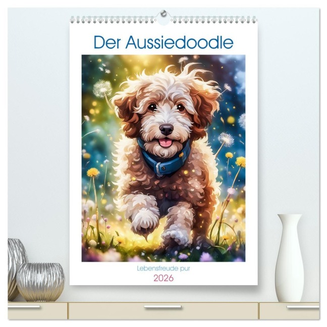 Der Aussiedoodle - Lebensfreude pur (hochwertiger Premium Wandkalender 2026 DIN A2 hoch), Kunstdruck in Hochglanz - Angelika Beuck