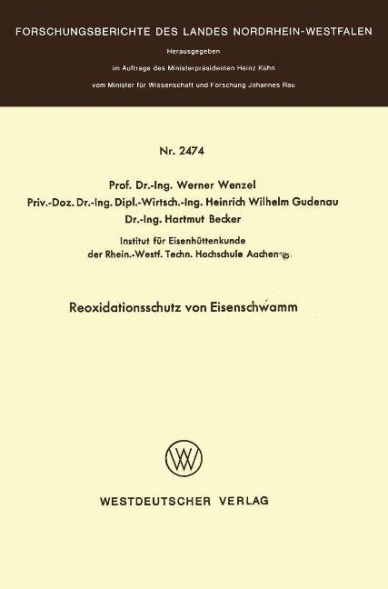 Reoxidationsschutz von Eisenschwamm - Werner Wenzel