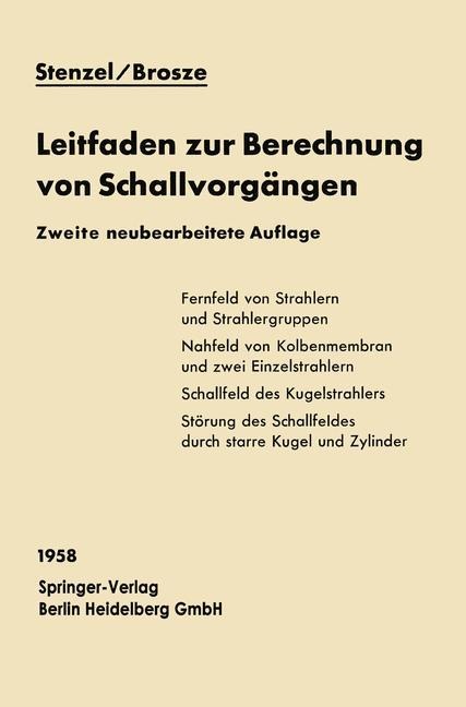 Leitfaden zur Berechnung von Schallvorgängen - Heinrich Stenzel, Otto Brosze
