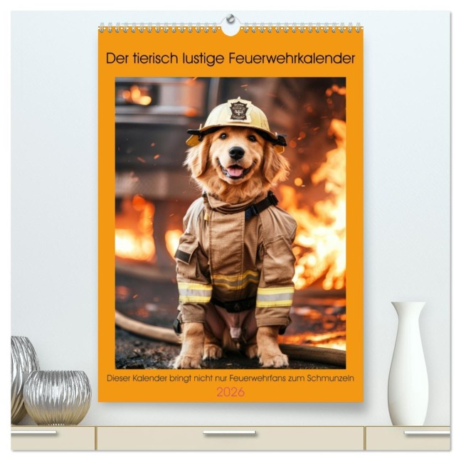 Der tierisch lustige Feuerwehrkalender (hochwertiger Premium Wandkalender 2026 DIN A2 hoch), Kunstdruck in Hochglanz - Peter Rübsamen