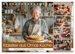 Cover-Bild zum Titel 'Klassiker aus Omas Küche - Zwölf Kuchen mit Nostalgie-Gefühl (Tischkalender 2026 DIN A5 quer), CALVENDO Monatskalender' von 'Mb Fotografie'