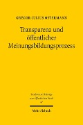 Cover-Bild zum Titel 'Transparenz und öffentlicher Meinungsbildungsprozess' von 'Gregor-Julius Ostermann'