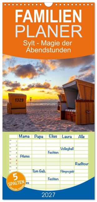 Familienplaner 2027 - Sylt - Magie der Abendstunden mit 5 Spalten (Wandkalender, 21 x 45 cm) CALVENDO - Anne Fritzenwanker