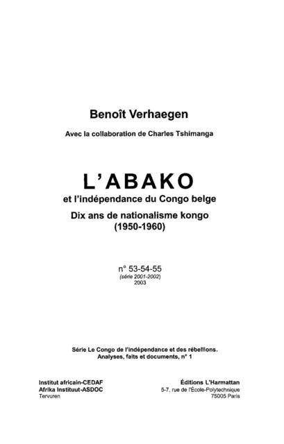 Abako independance du congo belge l' - Collectif