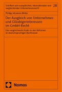 Cover-Bild zum Titel 'Der Ausgleich von Unternehmer- und Gläubigerinteressen im GmbH-Recht' von 'Philipp Johannes Müller'
