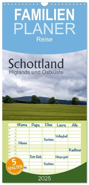 Familienplaner 2025 - Schottland Highlands und Ostküste mit 5 Spalten (Wandkalender, 21 x 45 cm) CALVENDO - Christiane Calmbacher