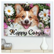 Cover-Bild zum Titel 'Happy Corgis (hochwertiger Premium Wandkalender 2026 DIN A2 quer), Kunstdruck in Hochglanz' von 'Ally Bee'