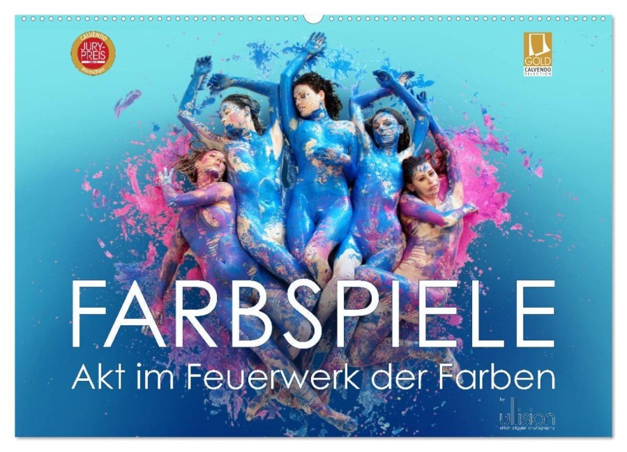FARBSPIELE - Akt im Feuerwerk der Farben (Wandkalender 2026 DIN A2 quer), CALVENDO Monatskalender - Ulrich Allgaier (Ullision)