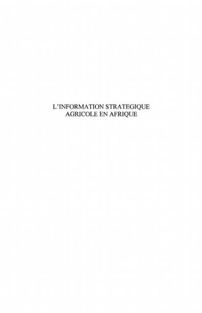 Information strategique agricole en afri - Laganier Richard