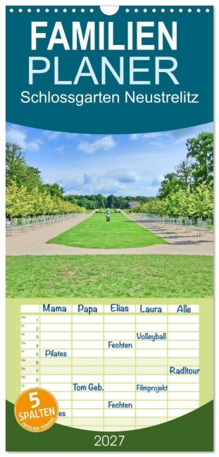 Familienplaner 2027 - Schlossgarten Neustrelitz mit 5 Spalten (Wandkalender, 21 x 45 cm) CALVENDO - Andreas Berger