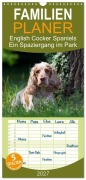 Cover-Bild zum Titel 'Familienplaner 2027 - English Cocker Spaniels - Ein Spaziergang im Park mit 5 Spalten (Wandkalender, 21 x 45 cm) CALVENDO' von 'Fotodesign Verena Scholze'